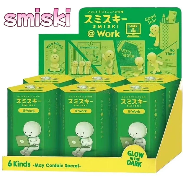 New Hot Smiski Worker Series Noctilucent Green Doll Blind Box Cute Surprise Creative Night Light Doll Decoration Xmas Gift Model