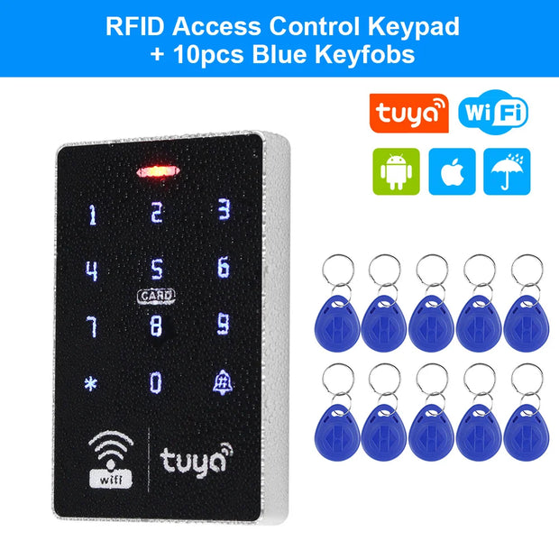 WiFi Tuya RFID Access Control Keypad Mobile APP Remote Control Unlock Door Lock Opener System 13.56MHz IP68 Waterproof Outdoor