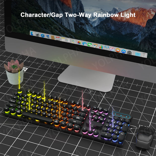Wired Gaming Keyboard 104 Keys Color Matching Backlit Keycap Peripherals Gaming Keyboard for E-sports Office Computer Laptop PC
