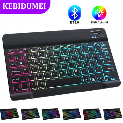 RGB Bluetooth 5.0 Keyboard Mini Wireless Keyboard Rechargeable Backlight Gaming Keyboard 10inch For IOS Android Windows iPad