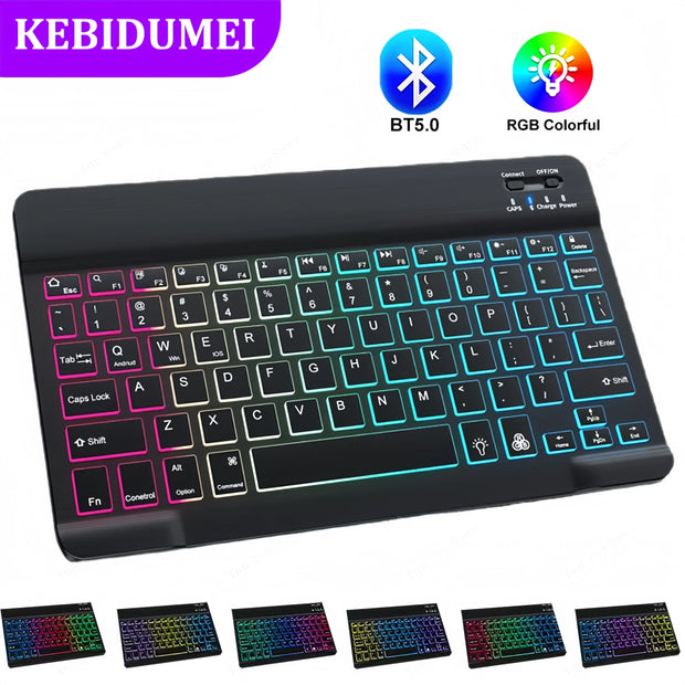 RGB Bluetooth 5.0 Keyboard Mini Wireless Keyboard Rechargeable Backlight Gaming Keyboard 10inch For IOS Android Windows iPad
