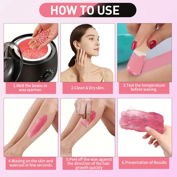 Wax Machine Kit for Hair Removal Waxing Heater and Beans Kit Depilatory Epilator Wax-melt Pot Paraffin Warmer Heating Machine
