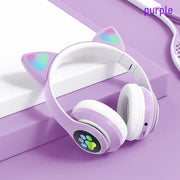 ST-28 Wireless Headphones Cat Ears Bluetooth Earphones Stereo Music Earbuds Bluetooth 5.0 Sports Gaming Headset with Mic