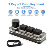 Macro Mechanical Keyboard 3 Keys 1 Knob USB RGB Mini Gaming Custom Programming Knob Keypads Switch Portable For Photoshop