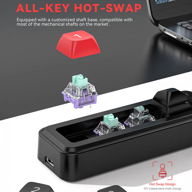 Mechanical Keyboard Macro Programming Keyboard RGB Mini Hot Swap 4 Keys 1 Knob Wired Hot Swap Macro Gaming Mechanical Keyboard