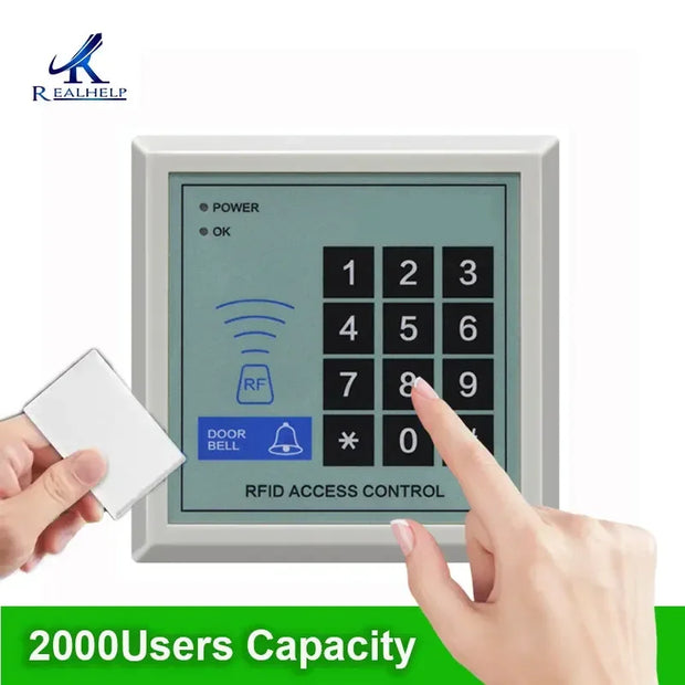 Access Control System Kit RFID Keypad Card Reader Power Supply &Exit Button&10pcs Keyfobs (Without Lock)