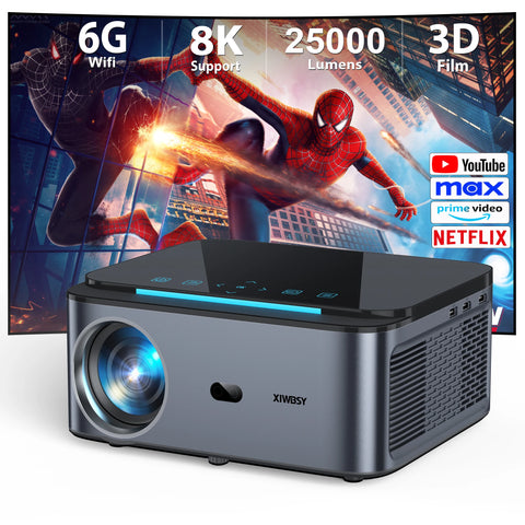 XIWBSY 800ANSI Android Projector 4k 25000 Lumens Auto Focus/Keystone Projector Video Home Theater Protable Projector Beamer