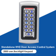 LED Backlight Metal Keypad Wiegand RFID Card Reader 125khz Access Control System Proximity Card Standalone 2000 Users Door Lock