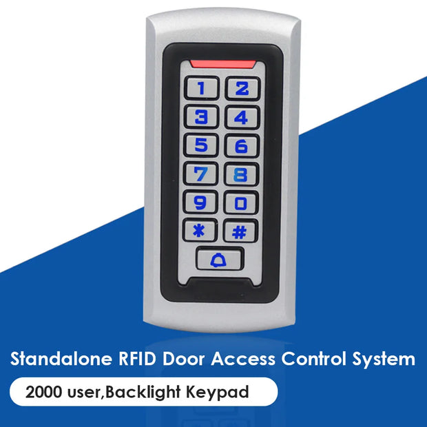 LED Backlight Metal Keypad Wiegand RFID Card Reader 125khz Access Control System Proximity Card Standalone 2000 Users Door Lock