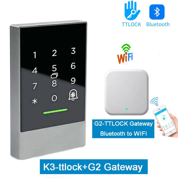 Nfc Tag Ttlock Mortise Fingerprint Door Status Sensor G2 Gateway Smart Phone App 13.56Mhz Rfid Door Access Control System K3/K3F