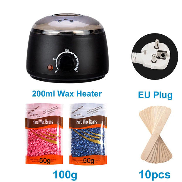 Waxing Kit Depilatory Hard Wax Beans Wax Warmer Machine Complete Hair Removal for Body Wax Heater Machine Epilator Wax-Melt Pot