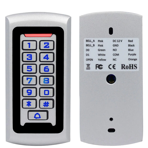 LED Backlight Metal Keypad Wiegand RFID Card Reader 125khz Access Control System Proximity Card Standalone 2000 Users Door Lock