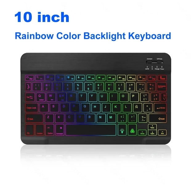 Bluetooth Keyboard Mini Backlit RGB Keyboard 10 inch Wireless Keyboard Backlight Touchpad Keyboard for IOS Android Windows iPad
