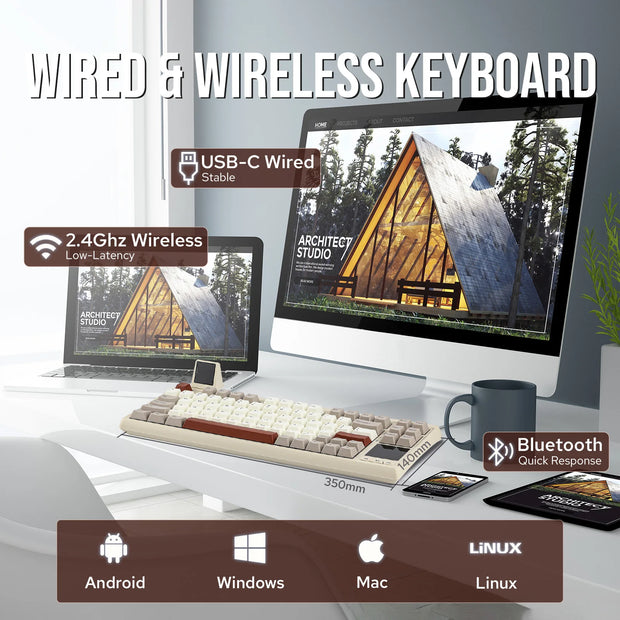 EPOMAKER RT80 75% Hot-swap Tri-mode Wired/Wireless Mechanical Keyboard with Touch Screen and Mini Display NKRO for Office/Game
