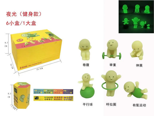 New Hot Smiski Worker Series Noctilucent Green Doll Blind Box Cute Surprise Creative Night Light Doll Decoration Xmas Gift Model